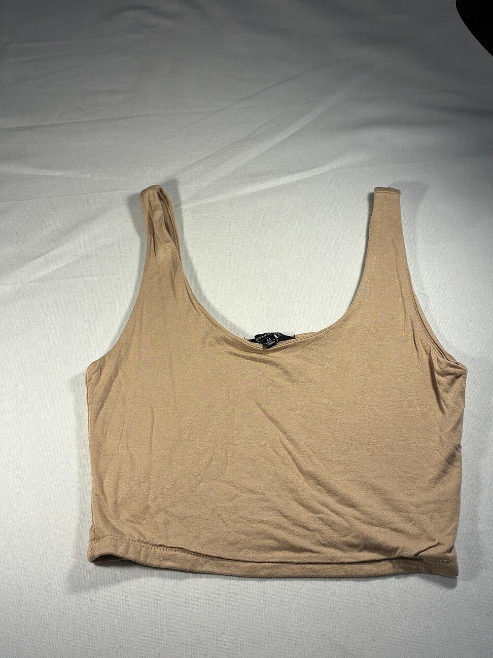Ambiance Tan Beige Scoop Neck Crop Tank Top M